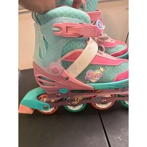 Rush Girl Glam Adjustable Inline Skates Pink Teal Glitter Kids Size 4-7 Roller